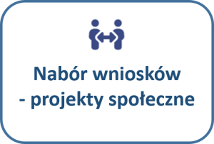 Ikona ludzików i napis: Nabór wniosków- projekty społęczne