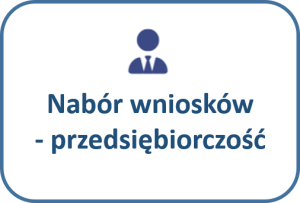 Ikona ludzika i napis: Nabór wniosków- przedsiebiorczosc