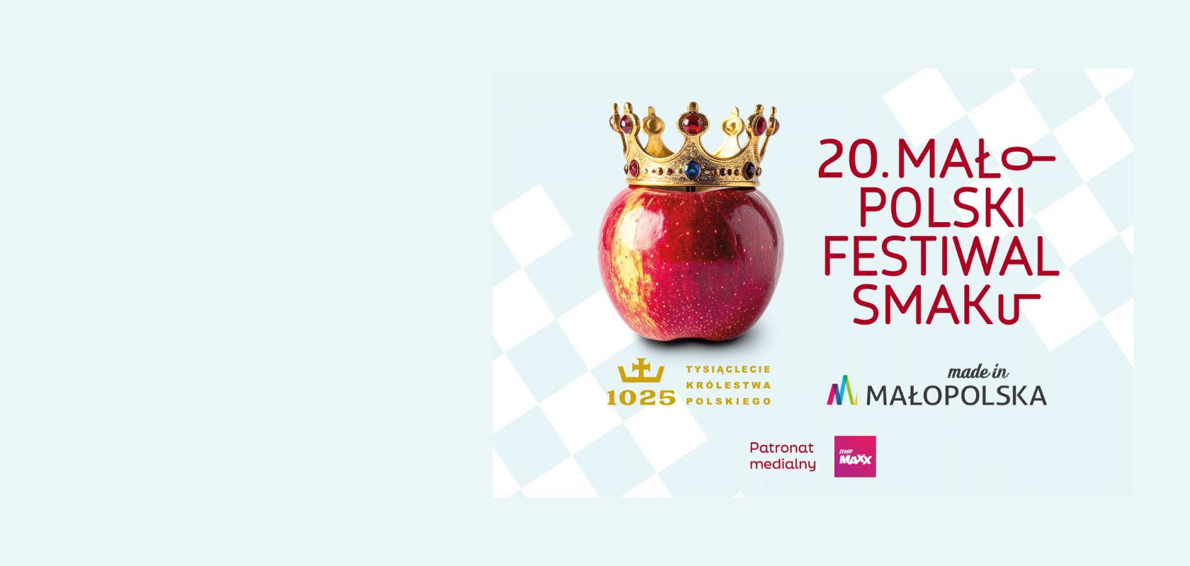 Na jabłku jest korona a obok napis Małopolski Festiwal Smaku. Poniżej sa logotypy