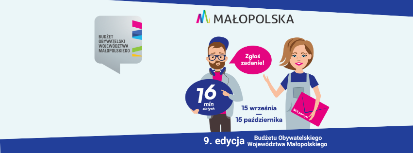 postaci graficzne kobiety i mężczyzny nawołujące do głosowania w kolejnej edycji Budżetu obywatelskiego