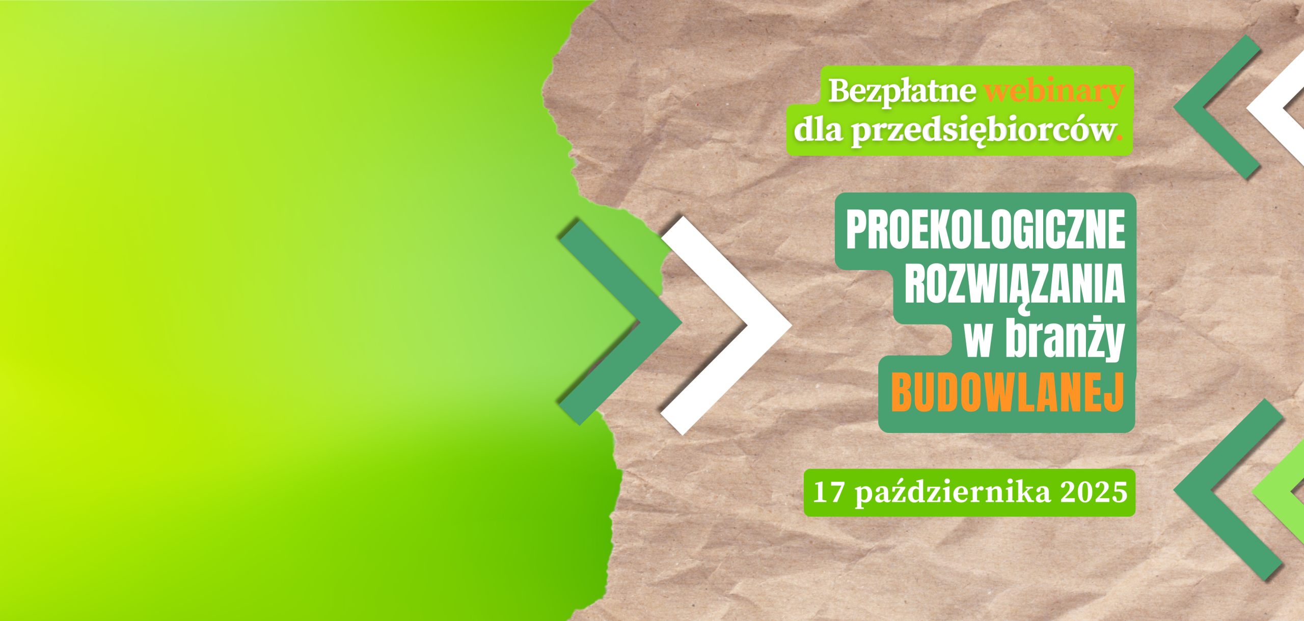 na papierze pakowym ekologicznym informacja o webinarze
