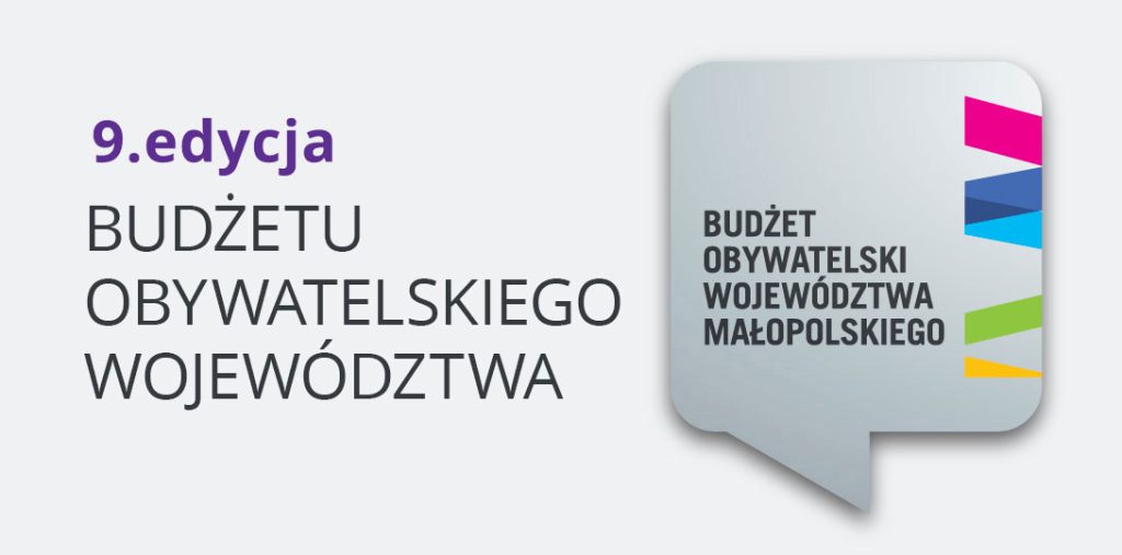 Napis: 9 edycja Budzetu Obywatelskiego Wojewodztwa Małopolskiego"